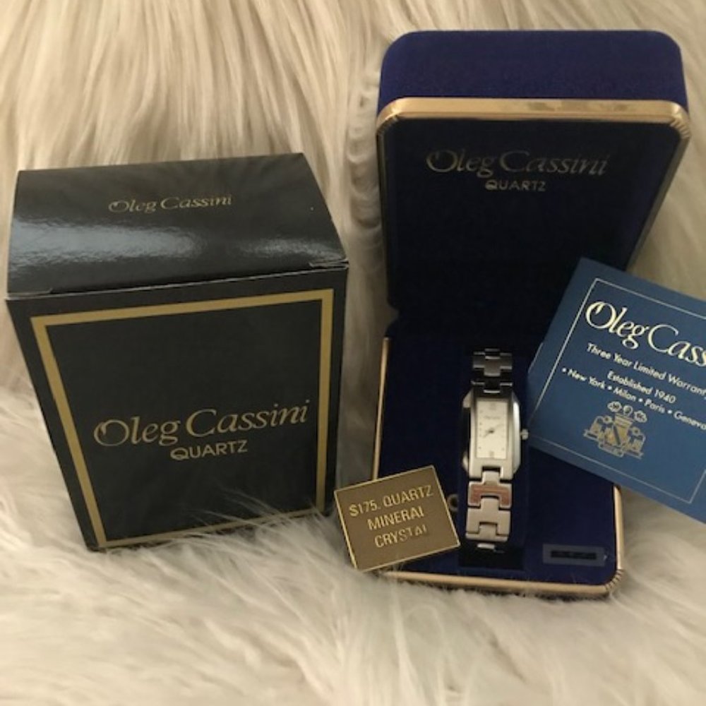 NWT VINTAGE OLEG CASSINI SILVER TONED WATCH